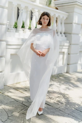 Lula Kate Style #Cape White Eva Straight Tea Length #0 default thumbnail